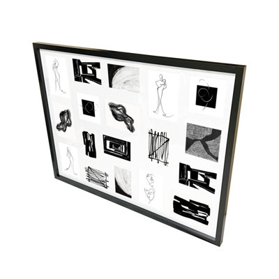 Goodhome Matt Black Pine Effect Plain Multi Picture Frame (H)85.6Cm X (W)65.6Cm