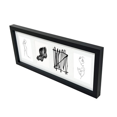 Goodhome Matt Black Pine Effect Plain Multi Picture Frame (H)22.6Cm X (W)52.6Cm