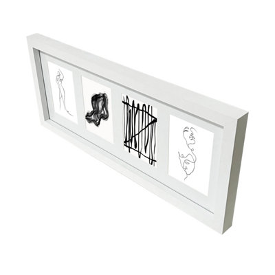 Goodhome Matt White Pine Effect Plain Multi Picture Frame (H)22.6Cm X (W)52.6Cm
