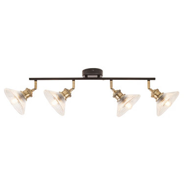 Goodhome Cascade Matt Antique Brass Effect 4 Light Spotlight