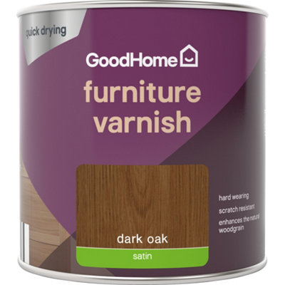 Goodhome Dark Oak Satin Multi-Surface Furniture Wood Varnish, 250Ml