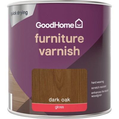 Goodhome Dark Oak Gloss Multi-Surface Furniture Wood Varnish, 250Ml