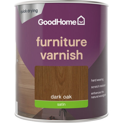 Goodhome Dark Oak Satin Multi-Surface Furniture Wood Varnish, 750Ml
