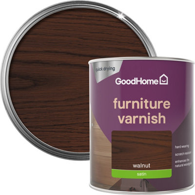 Goodhome Walnut Satin Multi-Surface Furniture Wood Varnish, 750Ml