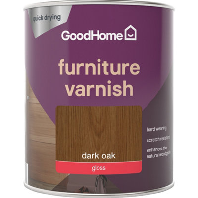 Goodhome Dark Oak Gloss Multi-Surface Furniture Wood Varnish, 750Ml