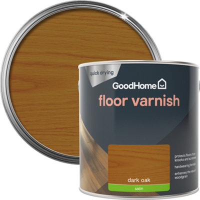 Goodhome Dark Oak Satin Floor Wood Varnish, 2.5L