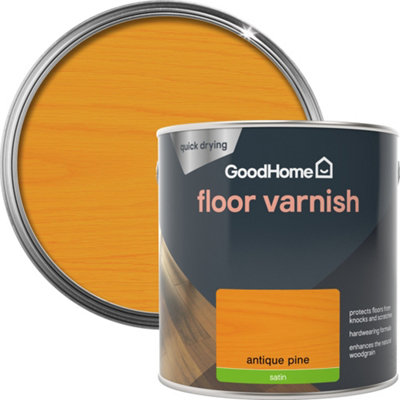 Goodhome Antique Pine Satin Floor Wood Varnish, 2.5L