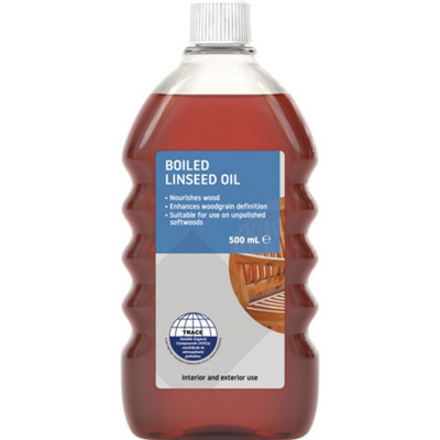 B&Q Transparent Brown Satin Boiled Linseed Furniture Wood Oil, 500Ml