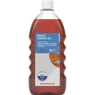 B&Q Transparent Brown Satin Boiled Linseed Furniture Wood Oil, 1L