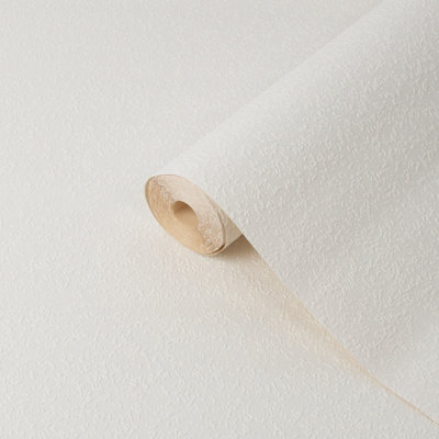 B&Q Graythwaite White Woodchip Textured Wallpaper