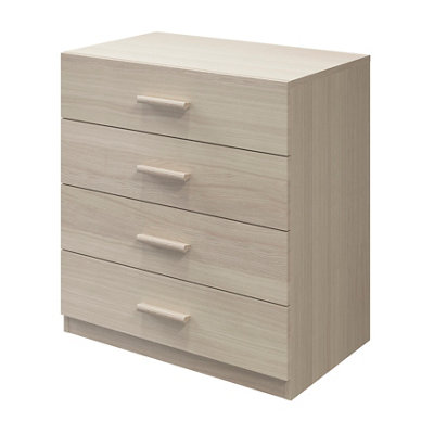 Goodhome Atomia Matt Brown Oak Effect 4 Drawer Deep Chest Of Drawers (H)804Mm (W)750Mm (D)466Mm