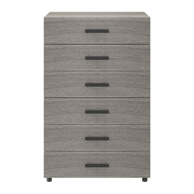 Goodhome Atomia Matt Grey Oak Effect Chipboard, Plastic & Steel 6 Drawer Chest Of Drawers (H)1125Mm (W)750Mm (D)450Mm
