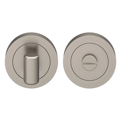 Goodhome Duod Brushed Electroplated Nickel Effect Zinc Alloy Round Thumbturn (Dia)50Mm, Pair