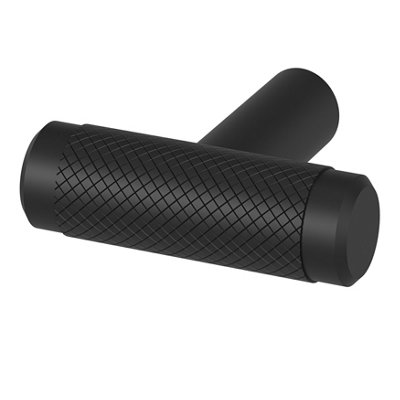 Goodhome Indus Matt Black Steel T-Shaped Furniture Knob (Dia)40Mm, Pack Of 2