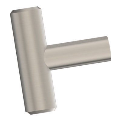Goodhome Dizel Satin Steel Nickel Effect T-Shaped Furniture Knob (Dia)40Mm, Pack Of 6