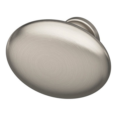 Goodhome Govlin Satin Zinc Alloy Nickel Effect Oval Furniture Knob (Dia)30Mm, Pack Of 6