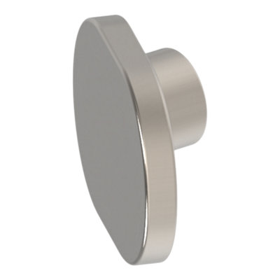 Goodhome Minzh Satin Aluminium Nickel Effect Oval Furniture Knob (Dia)35Mm, Pack Of 6