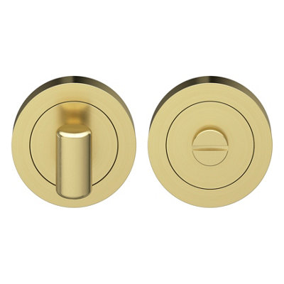 Goodhome Duod Brushed Electroplated Brass Effect Round Thumbturn (Dia)50Mm, Pair