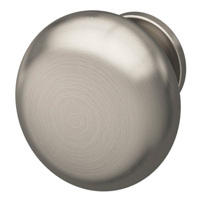 Goodhome Primel Satin Steel Nickel Effect Round Furniture Knob (Dia)32Mm, Pack Of 6