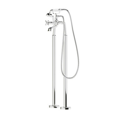 Goodhome Etel Chrome Effect Floor-Mounted Mono Mixer Tap With Shower Kit