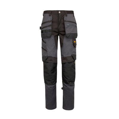 Site Bolden Grey & Black Men's Holster Pocket Trousers, W38" L32"