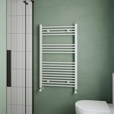 Flomasta Flat White 1760Btu Vertical Towel Radiator (W)600Mm X (H)1000Mm