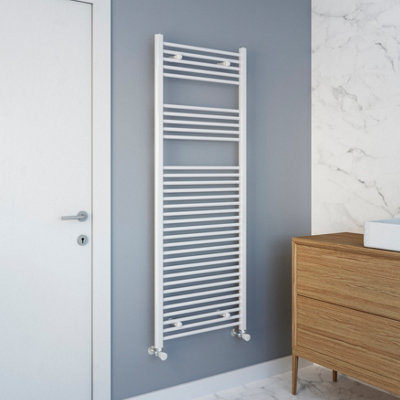 Flomasta Flat White 2783Btu Vertical Towel Radiator (W)600Mm X (H)1600Mm
