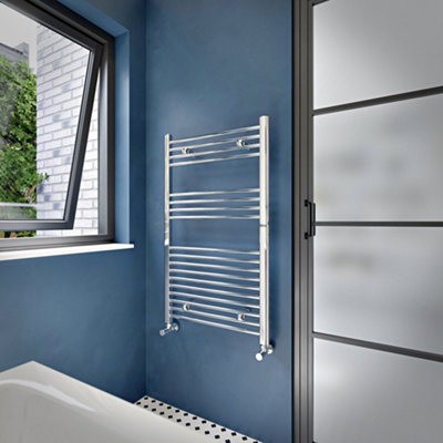 Flomasta Flat Chrome Effect 1190Btu Vertical Towel Radiator (W)600Mm X (H)1000Mm