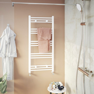 Goodhome Leyburn White 1395Btu Vertical Towel Radiator (W)500Mm X (H)1100Mm