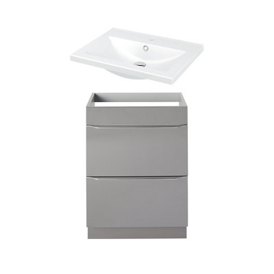 Goodhome Imandra Gloss Anthracite Freestanding Vanity Unit & Basin Set (W)604Mm (H)944Mm