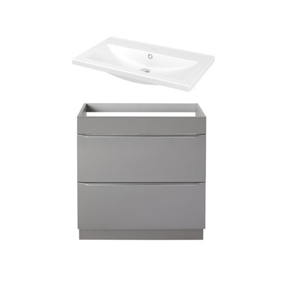 Goodhome Imandra Gloss Anthracite Freestanding Vanity Unit & Basin Set (W)804Mm (H)944Mm