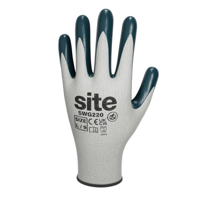Site Synthetic White & Blue General Handling Gloves, Large