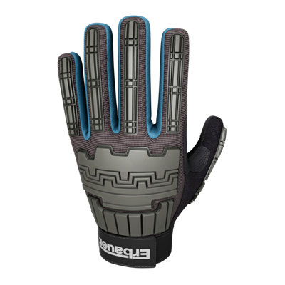 Erbauer Synthetic Grey, Black & Blue Performance General Handling Gloves, Large