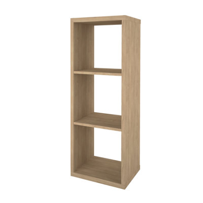 Goodhome Mixxit Natural Oak Effect Freestanding 3 Shelf Rectangular Shelving Unit, (H)1080Mm (W)389Mm