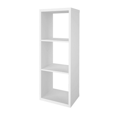 Goodhome Mixxit White Freestanding 3 Shelf Rectangular Shelving Unit, (H)1080Mm (W)389Mm