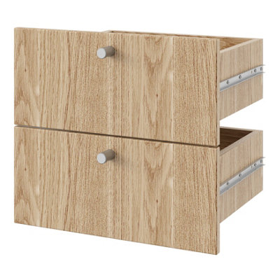 Goodhome Konnect Modular Matt Natural Oak Effect Slab Internal Modular Drawer (H)323Mm (W)322Mm (D)322Mm, Pair