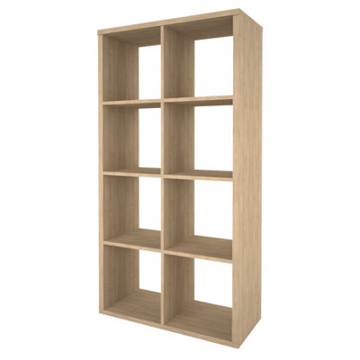 Goodhome Mixxit Natural Oak Effect Freestanding 8 Shelf Rectangular Shelving Unit, (H)1426Mm (W)735Mm