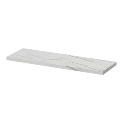 Goodhome Rigga Modular White Marble Effect Rectangular Floating Shelf (L)60Cm X (D)19Cm