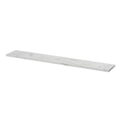 Goodhome Rigga Modular White Marble Effect Rectangular Floating Shelf (L)118Cm X (D)19Cm