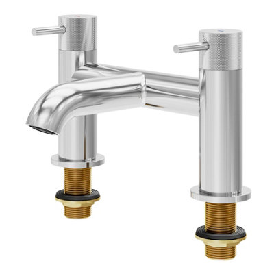 Goodhome Owens Gloss Chrome Effect Deck-Mounted Manual Double Bath Filler Tap