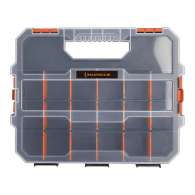 Magnusson Orange & Transparent Compartment Organiser Case With 18 Compartments