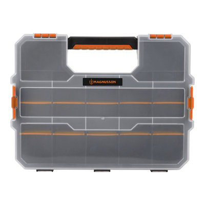 Magnusson Orange & Transparent Compartment Organiser Case With 17 Compartments