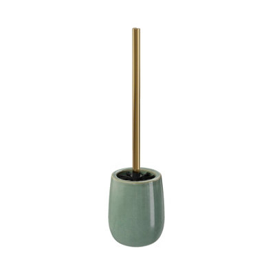 Goodhome Boann Gloss Green Reactive Glaze Effect Ceramic Toilet Brush & Holder