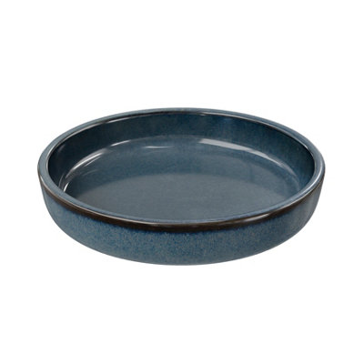 Goodhome Boann Gloss Blue Reactive Glaze Effect Ceramic Soap Dish
