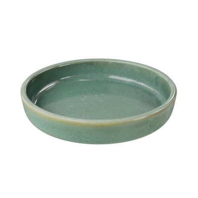 Goodhome Boann Gloss Green Reactive Glaze Effect Ceramic Soap Dish