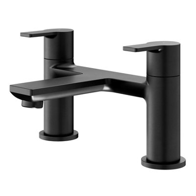 Goodhome Akita Matt Black Deck-Mounted Manual Single Bath Filler Tap