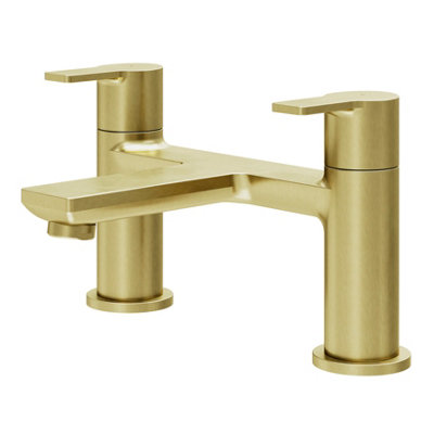 Goodhome Akita Satin Brass Effect Deck-Mounted Manual Single Bath Filler Tap