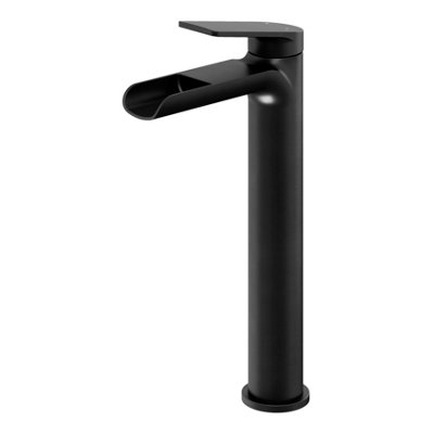 Goodhome Ajeeta Tall Matt Black Round Basin Mixer Tap