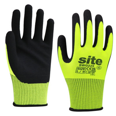 Site Nitrile & Polyester Yellow & Black Grip Glove, Large