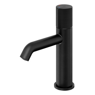 Goodhome Levanna Medium Matt Black Round Basin Mixer Tap